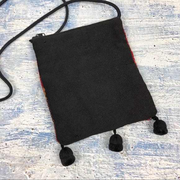 Woven boho crossbody tapestry bag rust orange red - Picture 4 of 8